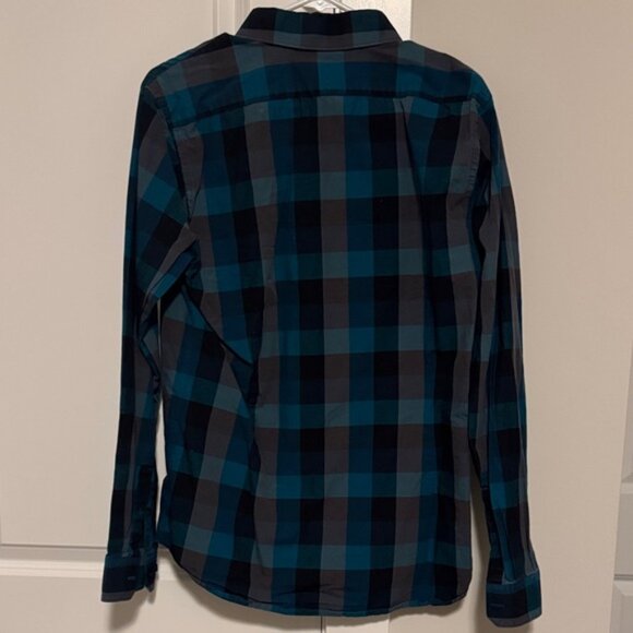 Express Men's Casual Plaid Shirts - Teal and Navy - Picture 5 of 8